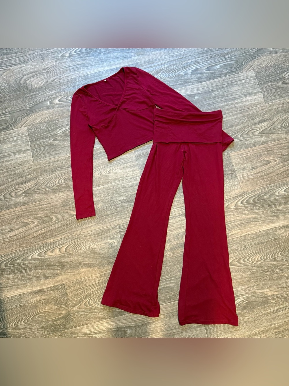 2-piece burgundy matching loungewear set